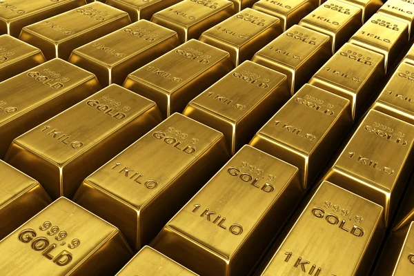 Gestapelde goudstaven — Stockfoto