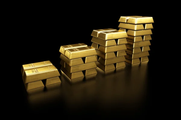 Barras de oro apiladas — Foto de Stock