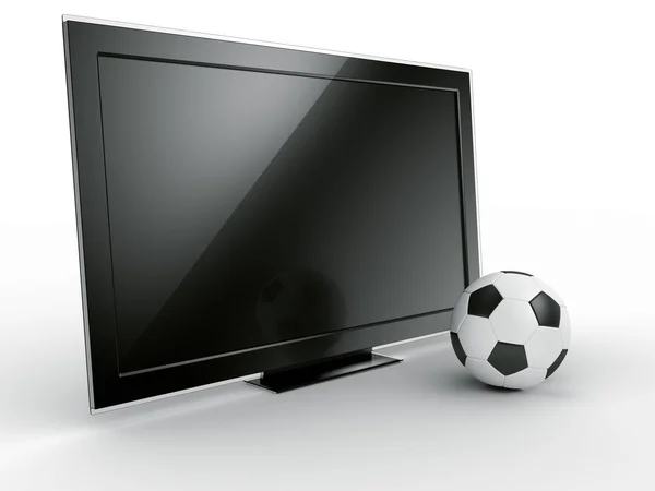 Soccerball 付きテレビ — ストック写真
