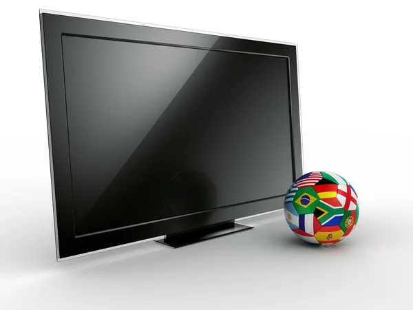 TV ile golTV met soccerball — Stok fotoğraf