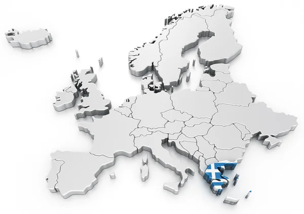 Греция на карте евро — стоковое фото
