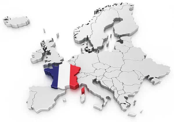 Frankrike på kartan euro — Stockfoto