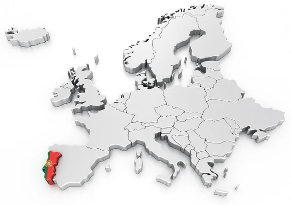 Portugal sobre um mapa do euro — Fotografia de Stock