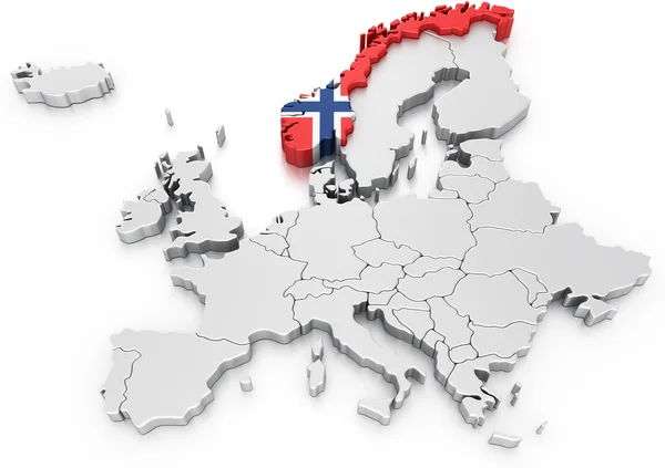 Норвегія на карті євро — стокове фото