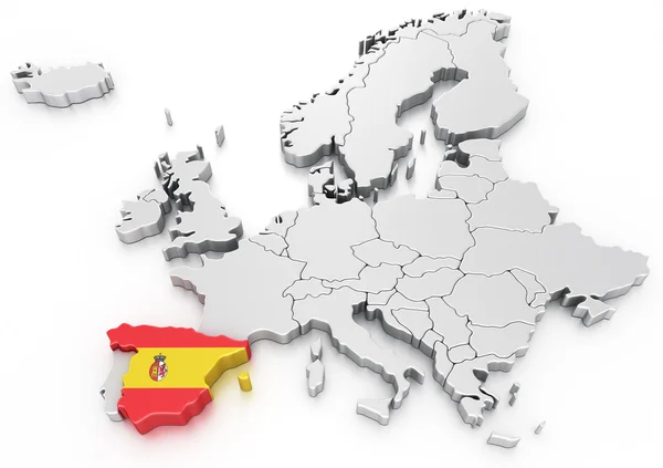 Spanien på kartan euro — Stockfoto