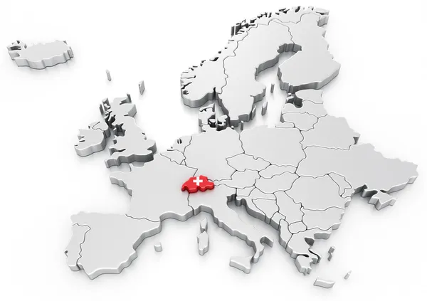 Швейцария на карте евро — стоковое фото