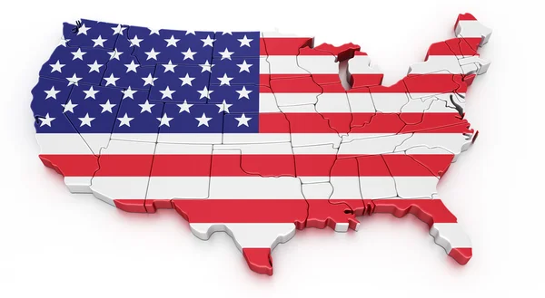 Representación 3d de un mapa de EE.UU. — Foto de Stock