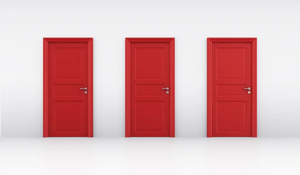 Üç kırmızı kapı — Stok fotoğraf