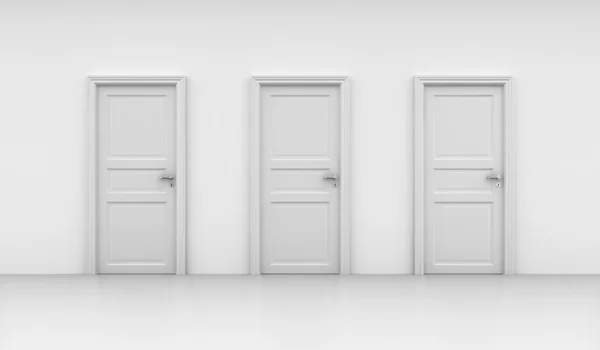 Tre stängda dörrar — Stockfoto