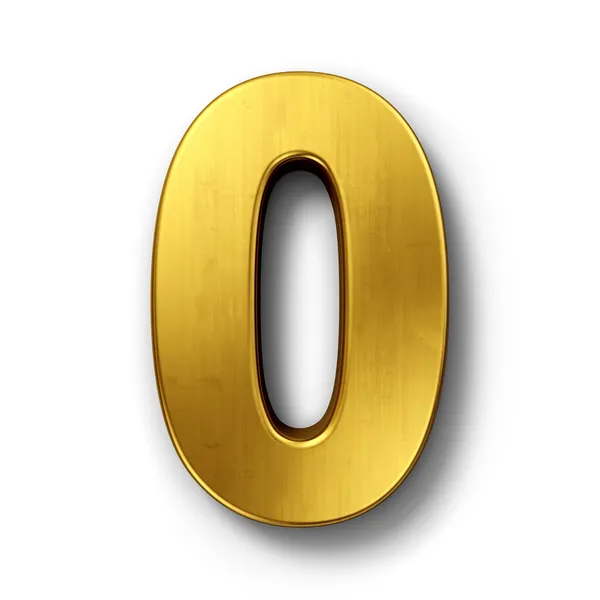 The number 0 in gold — Stock Photo, Image