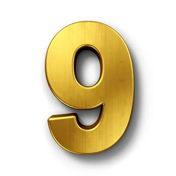 The number 9 in gold — Stock Photo, Image