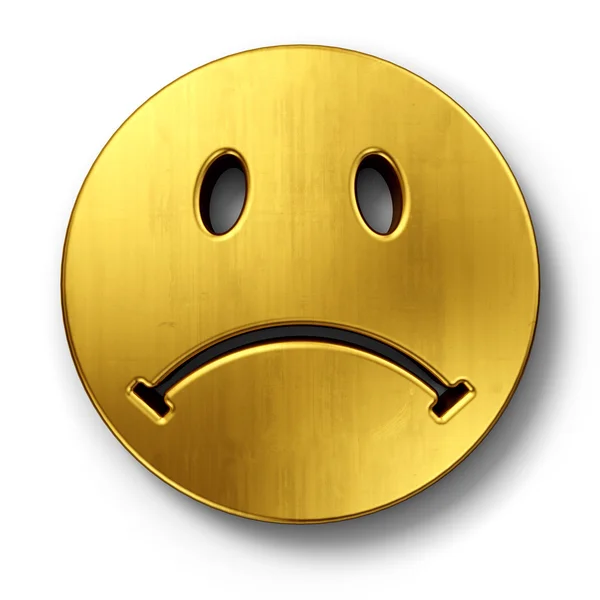 Trauriges Smiley-Gesicht in Gold — Stockfoto