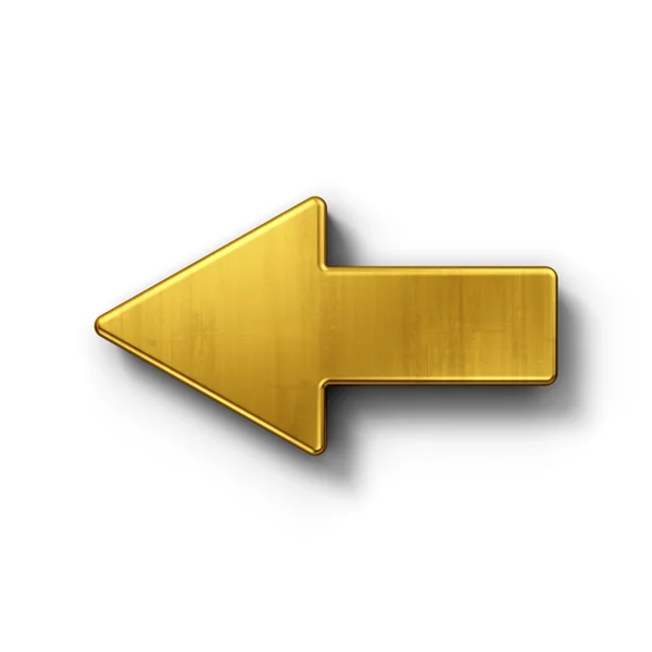 Arrow pointing left in gold — Stock Photo, Image