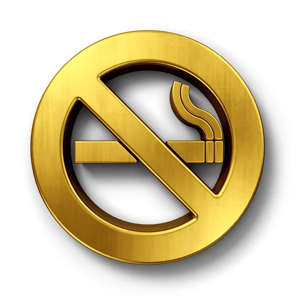 Signo de no fumar en oro — Foto de Stock