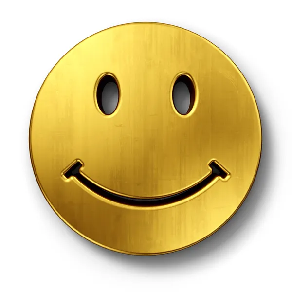 Faccina sorridente in oro — Foto Stock