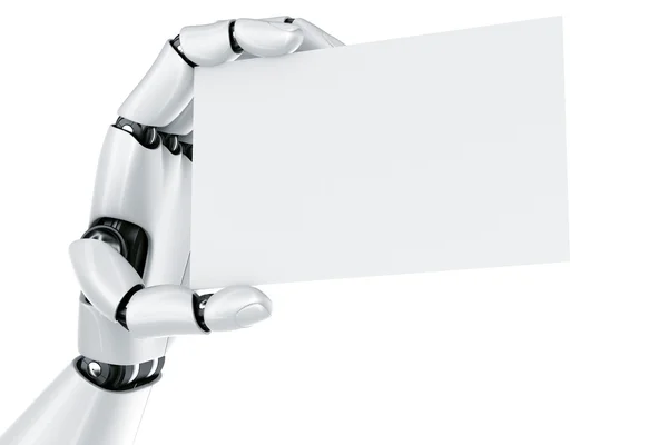 Robot hand met een leeg teken — Stockfoto