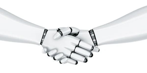 机器人握手 — 图库照片