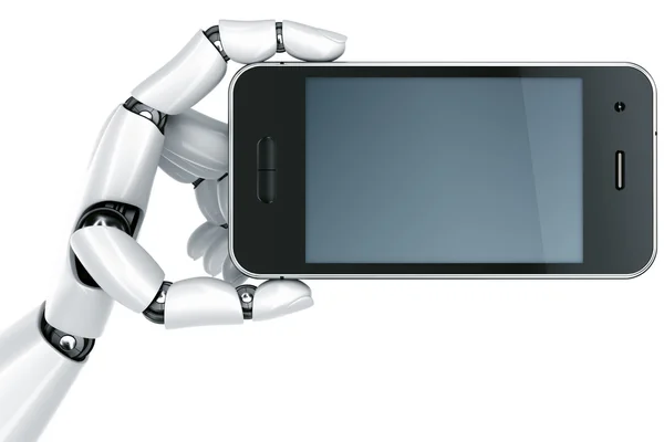 Robot el ile smartphone — Stok fotoğraf