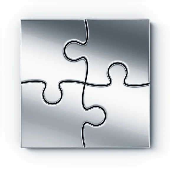 Metalen puzzelstukjes — Stockfoto
