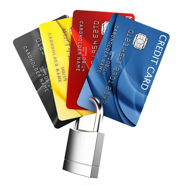 Cartão de crédito com cadeado — Fotografia de Stock
