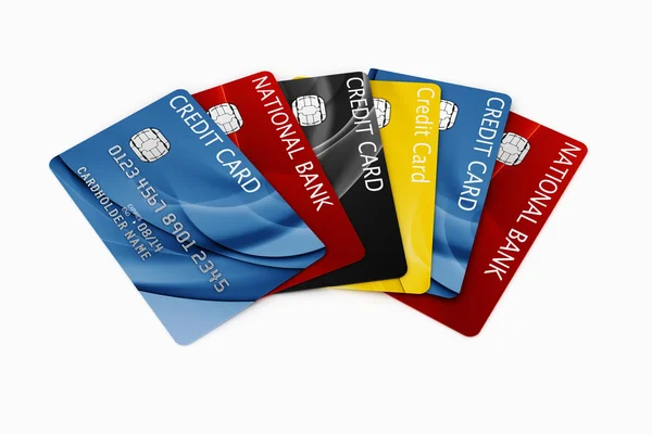 Credit card fanned out — Stock Photo, Image