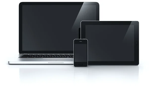 笔记本电脑平板电脑和智能手机 — 图库照片