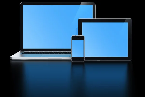 Laptop tablett och smartphone — Stockfoto