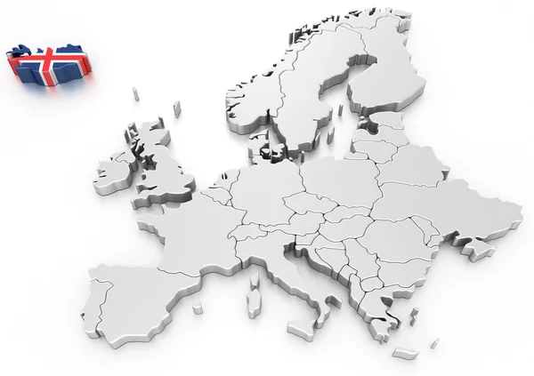 L'Islande sur une carte Euro Images De Stock Libres De Droits