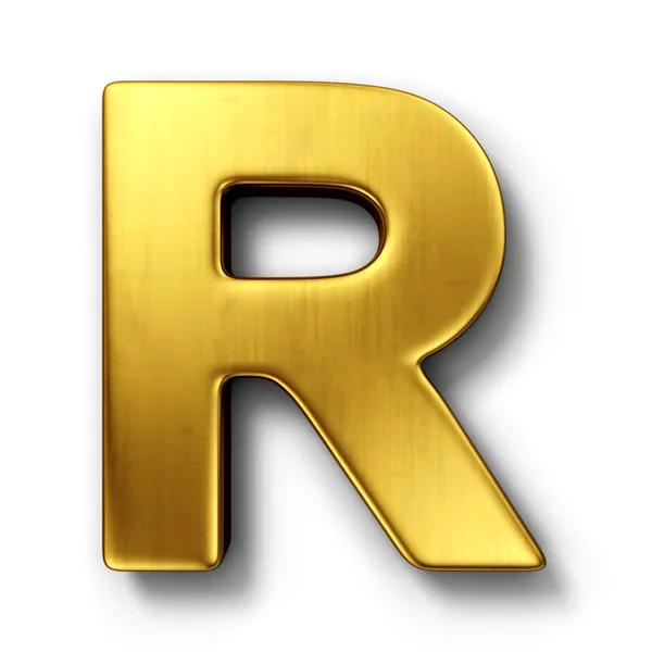The letter R in gold Stock Image