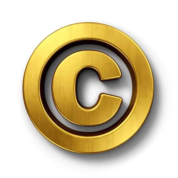 Signo de copyright en oro Imágenes de stock libres de derechos
