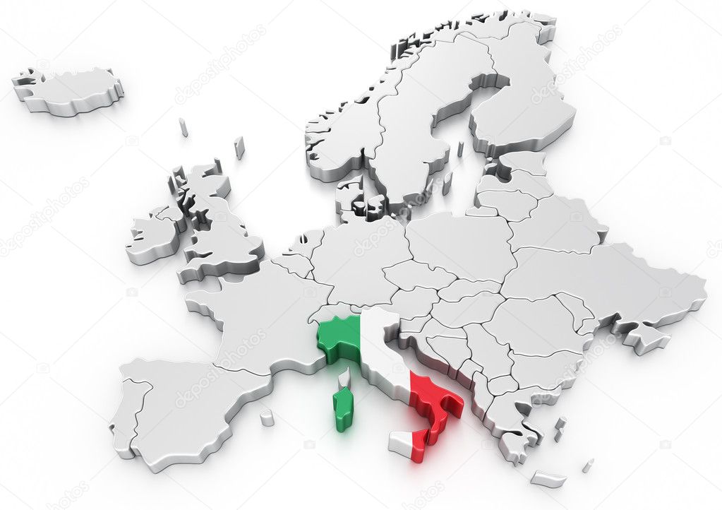 Italy on a Euro map