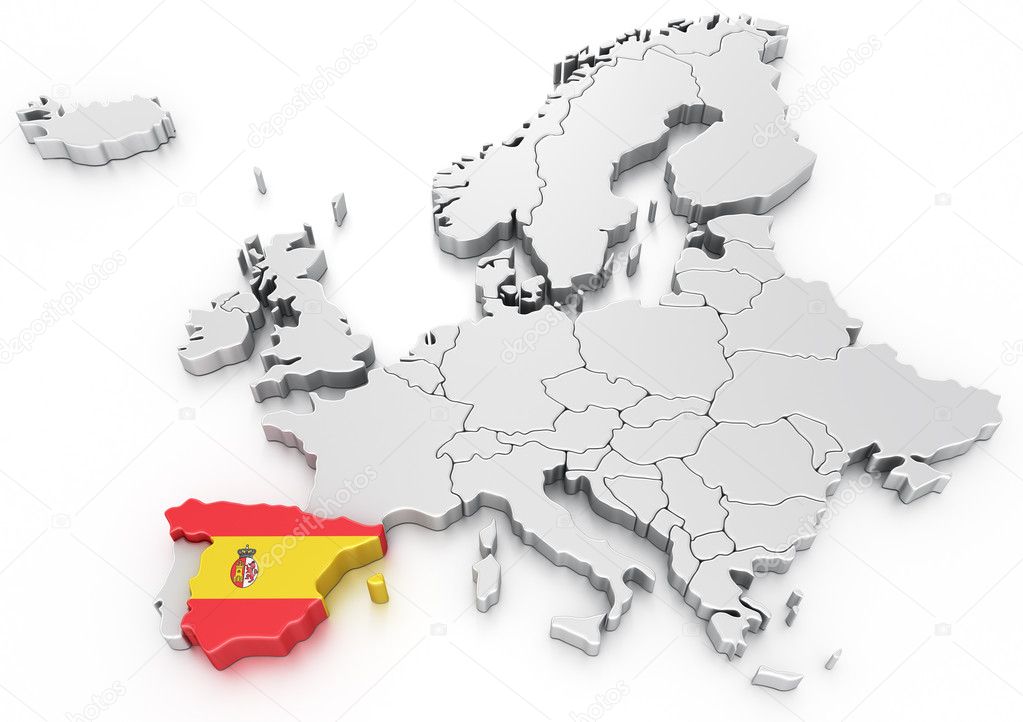Spain on a Euro map