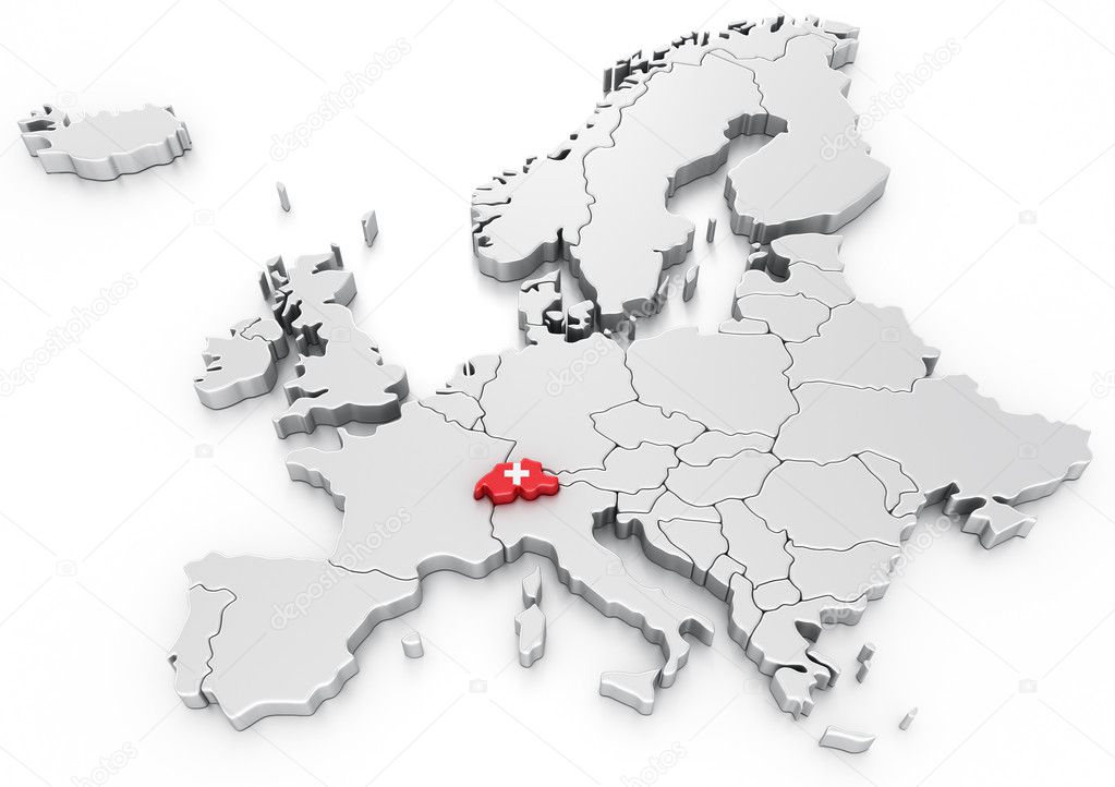 Switzerland on a Euro map