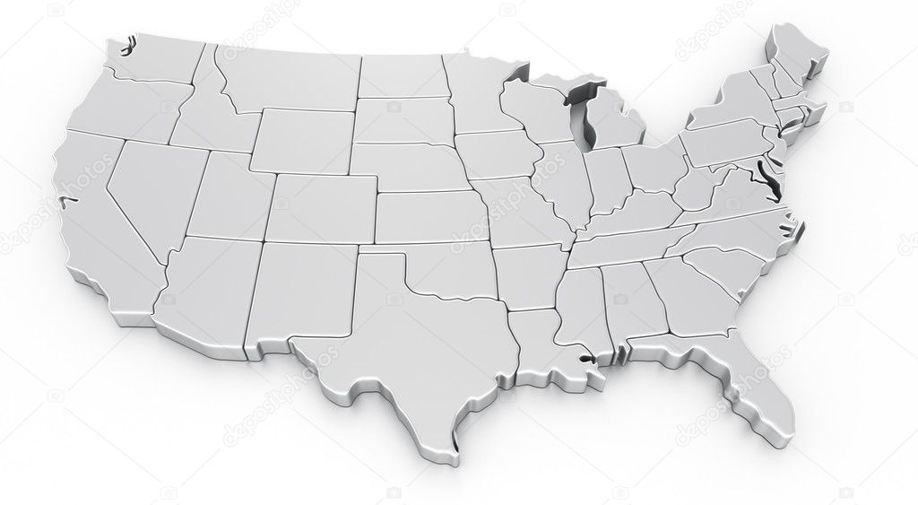 3d rendering of a map of USA