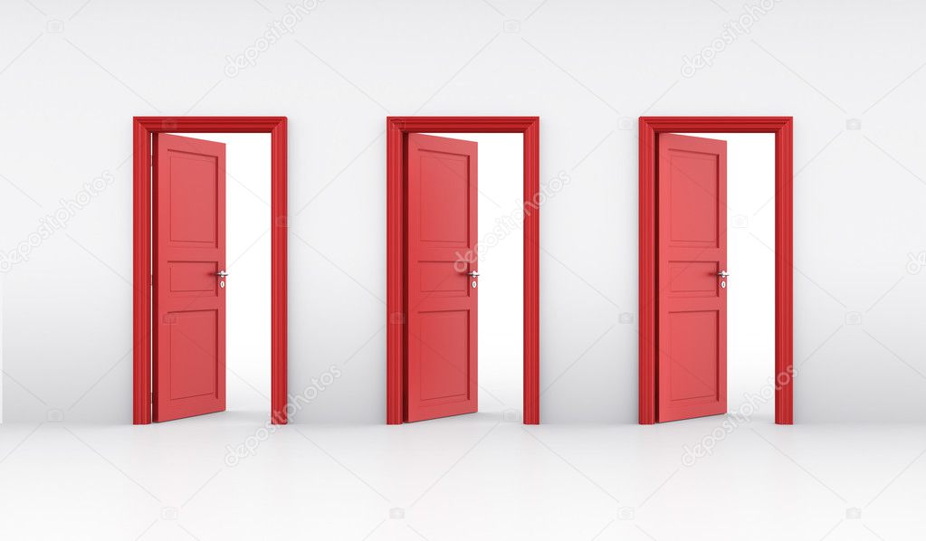 Three open doors