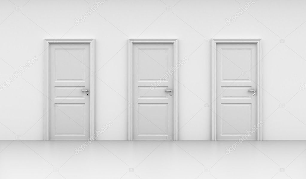 Three closed doors