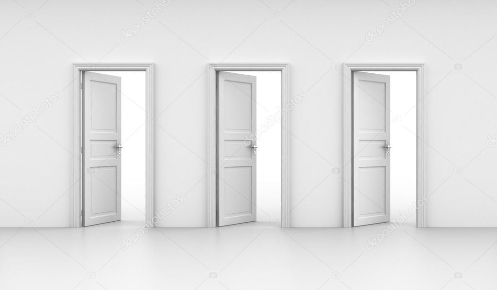 Three open doors
