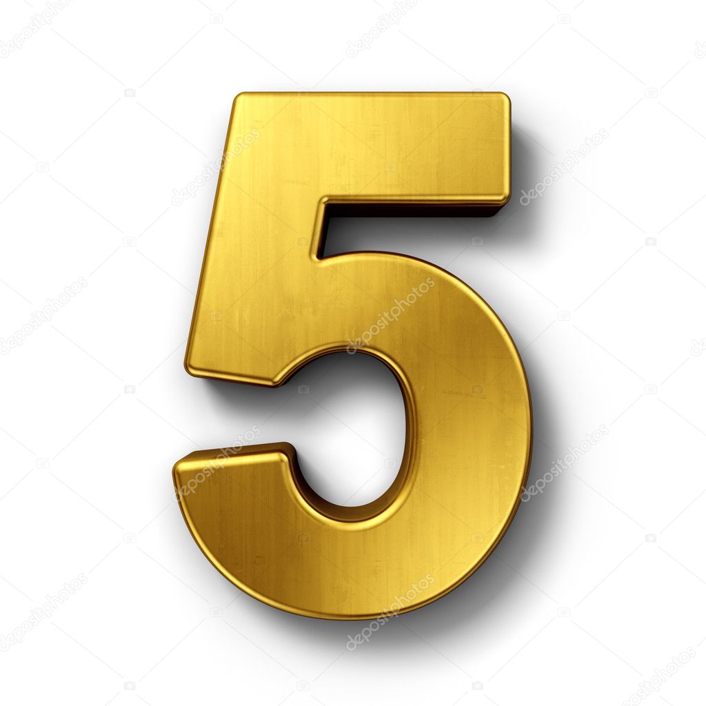 The number 5 in gold