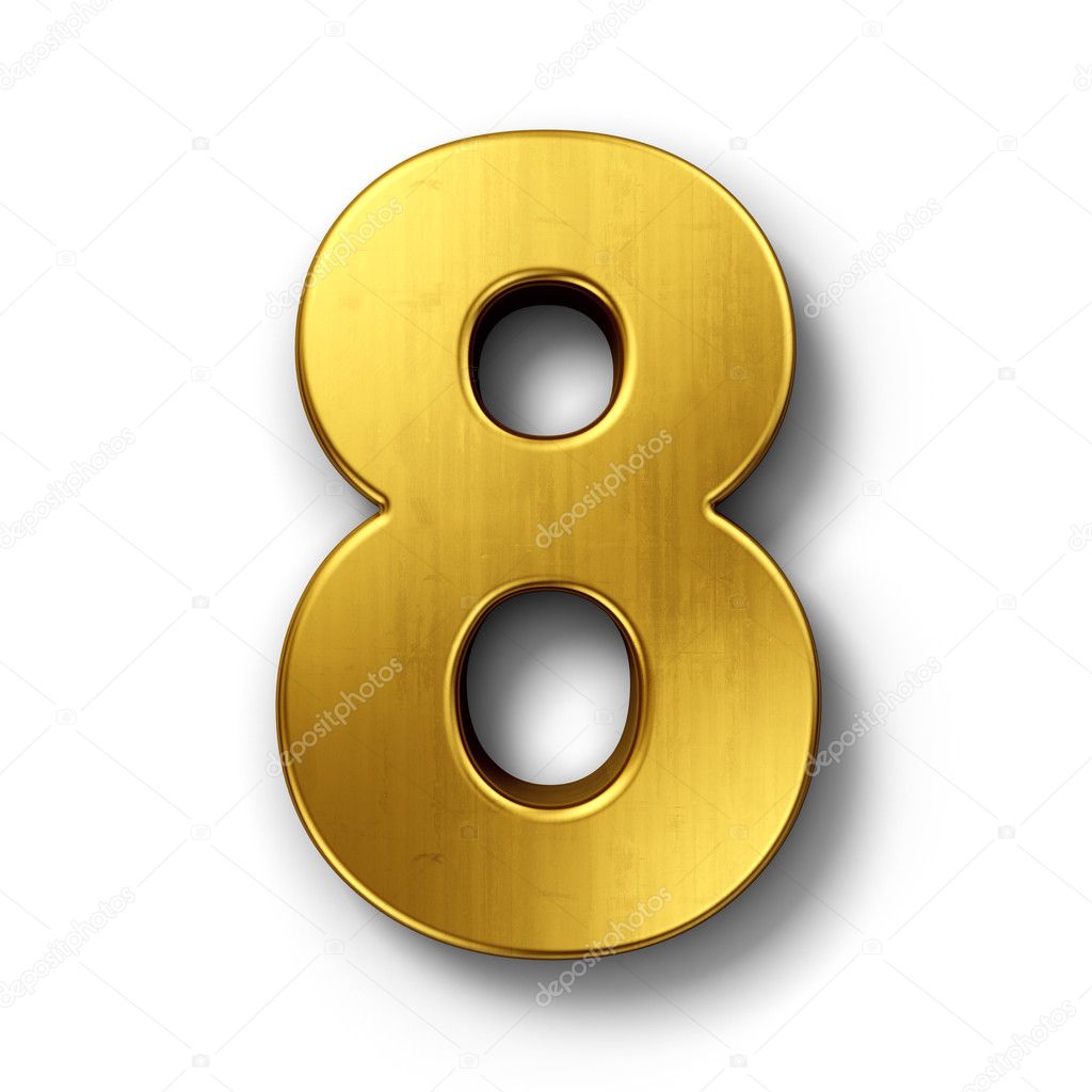 The number 8 in gold