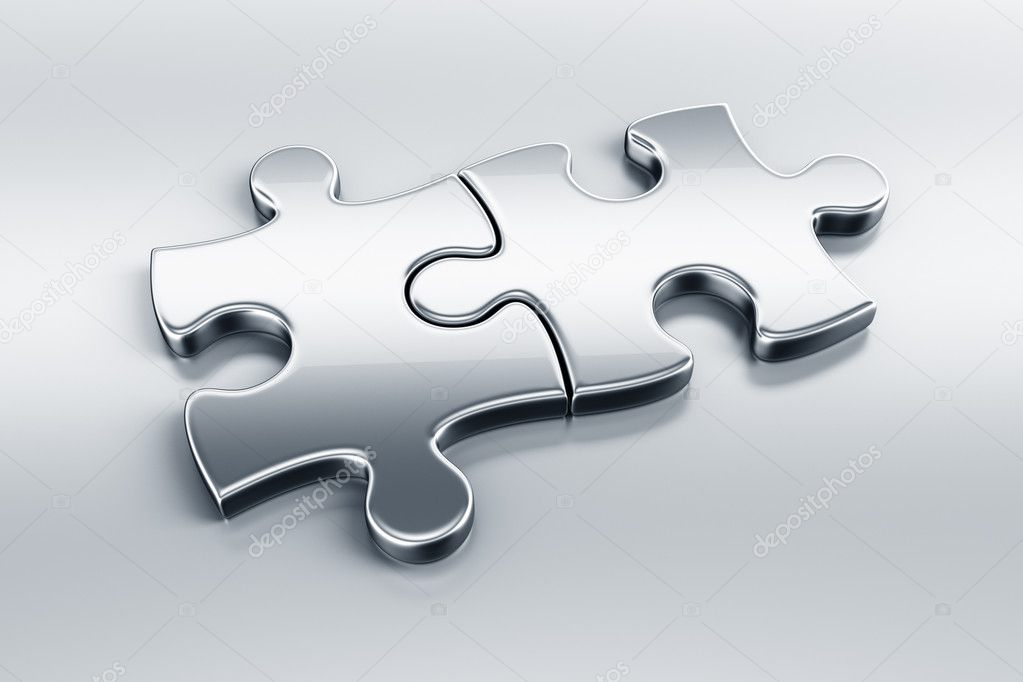 Metallic puzzle pieces