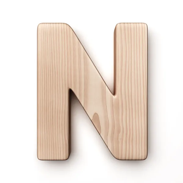 在木材中的字母 n — 图库照片