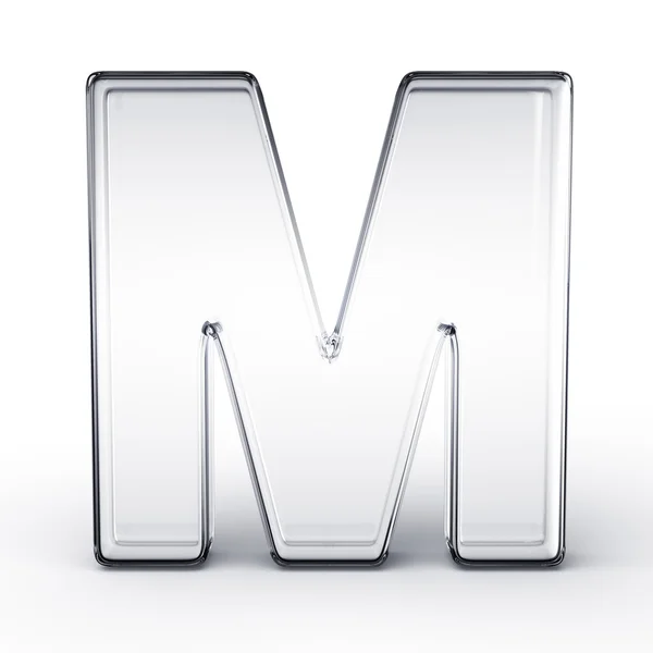 玻璃中的字母 m — 图库照片