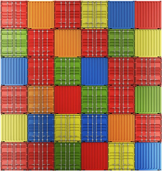 Verzending containers in een raster — Stockfoto