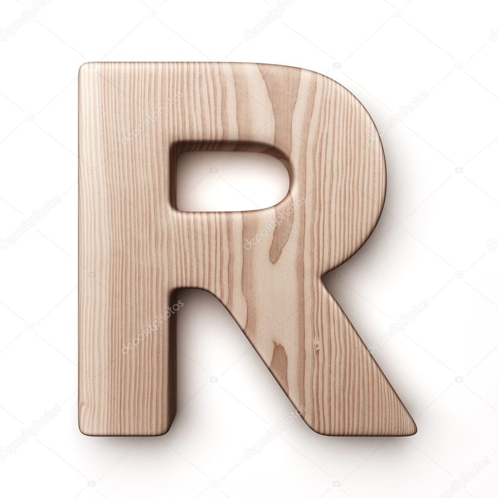 The letter R in wood