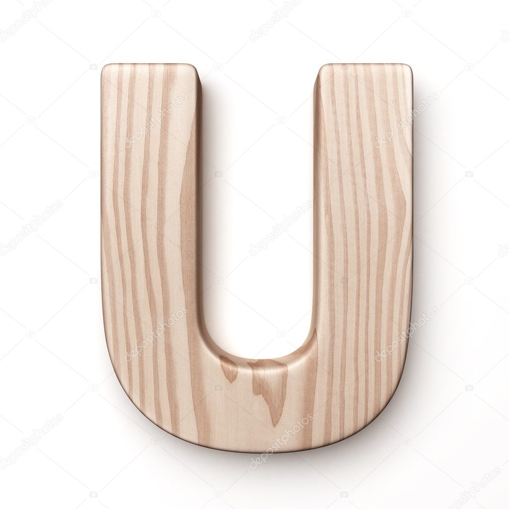 The letter U in wood