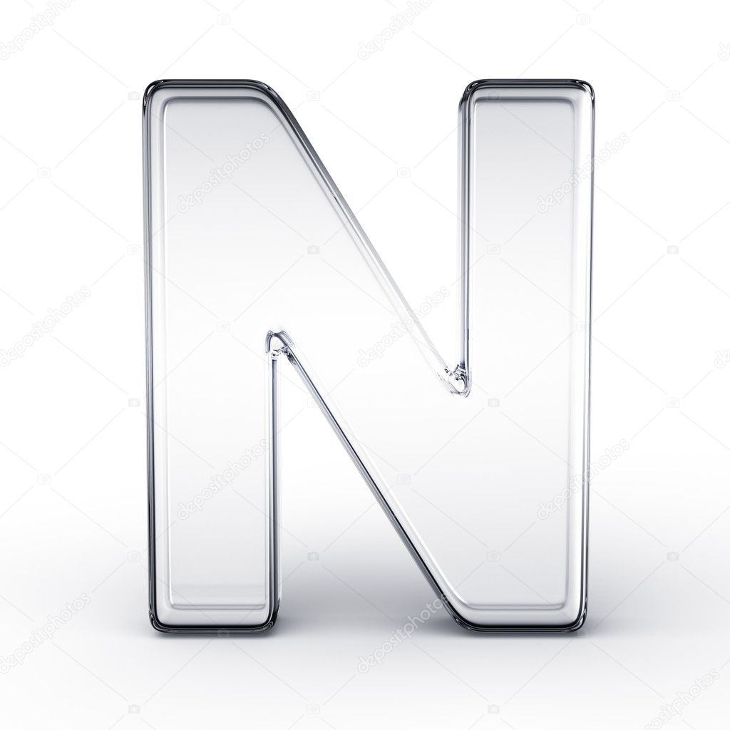 The letter N in glass