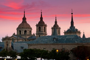 San Lorenzo de El Escorial Monastery , Spain at Dusk clipart