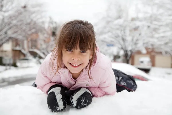 stock image Winter Portrait of a Happy Little Girl