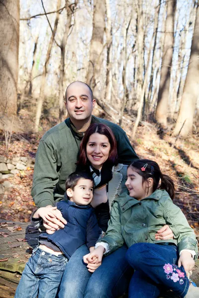 Happy Family Portrait in the Woods — Stock Photo, Image
