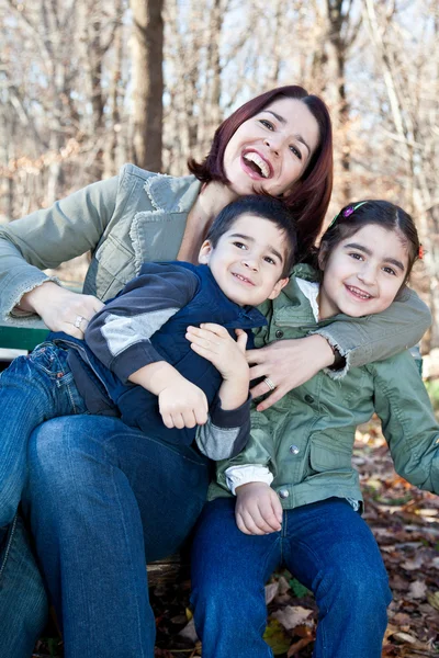 Laughing Mother Hugging Her Children — Stock Photo, Image